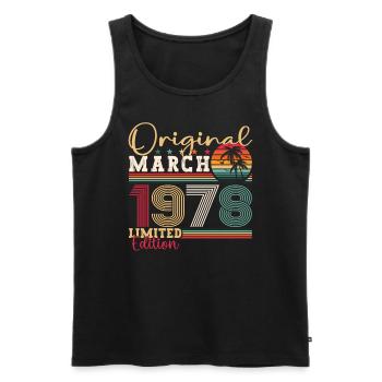 45th birthday Mann Original March Born 1978 - Men's Premium Organic Tank Top - black - Front - AI Model Male 178 light (178cm)