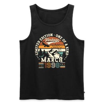 25. Geburtstag Mann Original März Jahrgang 1998 - Männer Premium Bio Tank Top - Schwarz - Vorne - Michal (187cm)