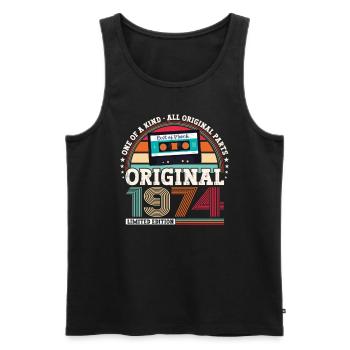 49th birthday man March Born 1974 Cassette - Men's Premium Organic Tank Top - black - Front - Michal (187cm)