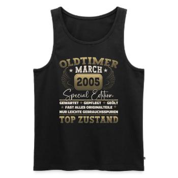 18. Geburtstag Mann März Jahrgang 2005 Oldtimer - Männer Premium Bio Tank Top - Schwarz - Vorne - AI Model Male 178 light (178cm)