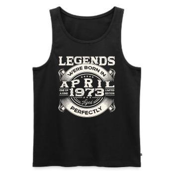 50th birthday man April born 1973 Oldtimer - Men's Premium Organic Tank Top - black - Front - Michal (187cm)