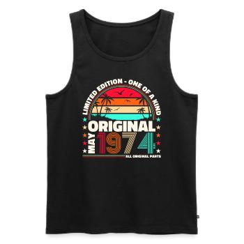 49th Birthday Man April Vintage 1974 Cassette - Men's Premium Organic Tank Top - black - Front - Michal (187cm)