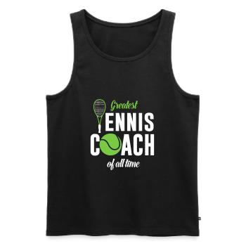 Largest tennis coach ever - Men's Premium Organic Tank Top - black - Front - Michal (187cm)