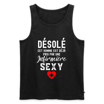 Cet homme est déjà pris par une infirmière sexy - Débardeur bio Premium Homme - noir - Devant - AI Model Male 178 light (178cm)