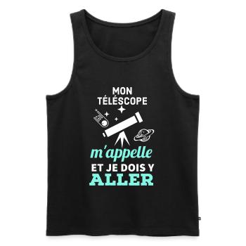Mon téléscope m' appelle je dois y aller - Débardeur bio Premium Homme - noir - Devant - AI Model Male 178 light (178cm)