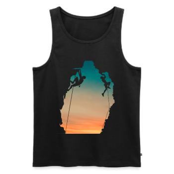 Couchersoleil falaise grimpeurs - Débardeur bio Premium Homme - noir - Devant - Michal (187cm)