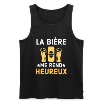 La bière me rend heureux 1 - Débardeur bio Premium Homme - noir - Devant - Michal (187cm)