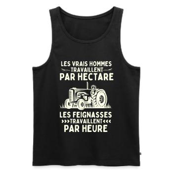 HUMOUR AGRICULTURE - Débardeur bio Premium Homme - noir - Devant - AI Model Male 178 light (178cm)
