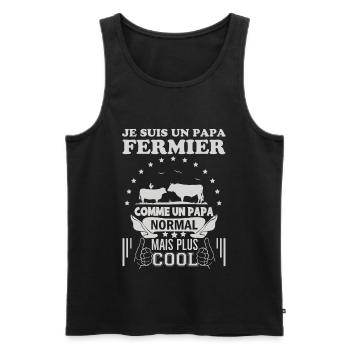 papa fermier comme un papa normal mais plus cool 1 - Débardeur bio Premium Homme - noir - Devant - Michal (187cm)