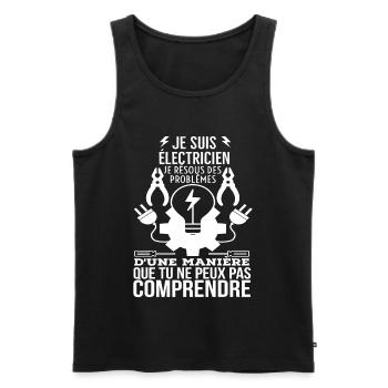 Électricien: Problèmes Incompris - Débardeur bio Premium Homme - noir - Devant - Michal (187cm)