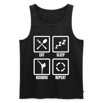 Eat Sleep Kickbox Repeat - Männer Premium Bio Tank Top - Schwarz - Vorne - AI Model Male 178 light (178cm)