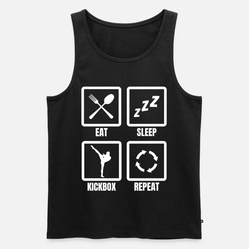 Manger du sommeil Kickbox Répéter - Débardeur bio Premium Homme - noir