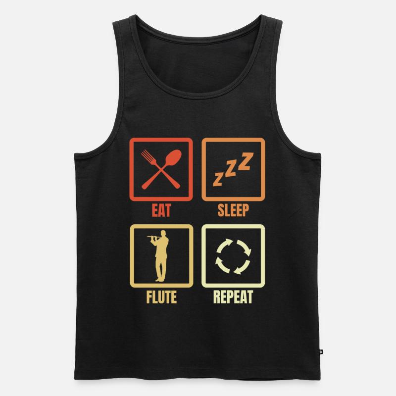 Eat Sleep Flute Repeat - Männer Premium Bio Tank Top - Schwarz