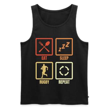Eat Sleep Rugby Répéter - Débardeur bio Premium Homme - noir - Devant - Michal (187cm)