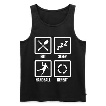 Eat Sleep Handball Répétition - Débardeur bio Premium Homme - noir - Devant - Michal (187cm)