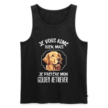 Je préfère mon golden retriever chien de race - Débardeur bio Premium Homme - noir - Devant - Michal (187cm)