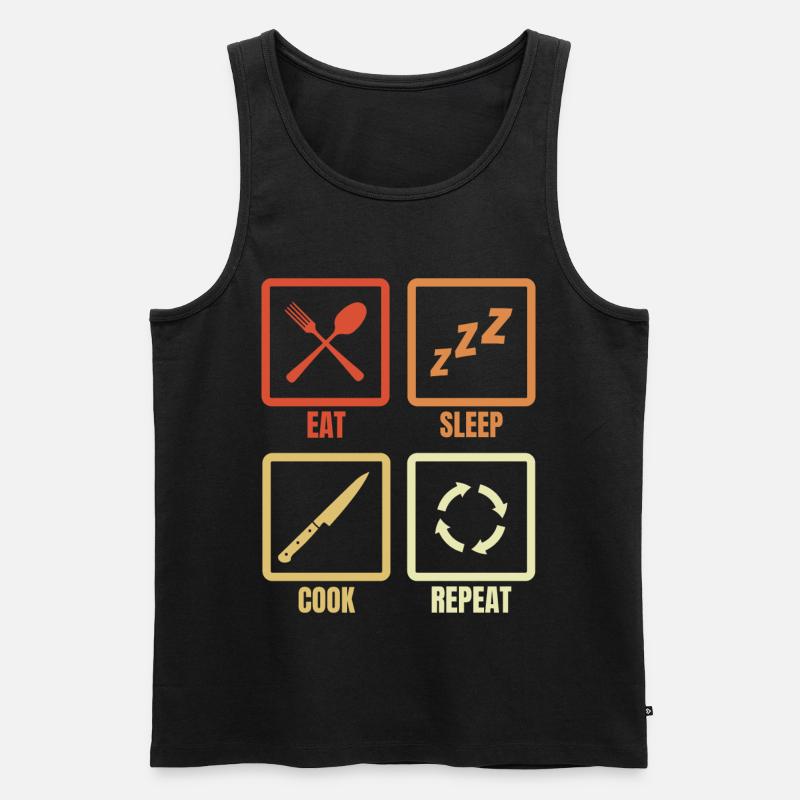 Eat Sleep Cooking Repeat - Männer Premium Bio Tank Top - Schwarz