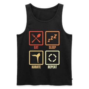 Eat Sleep Karate Repeat - Men's Premium Organic Tank Top - black - Front - Michal (187cm)