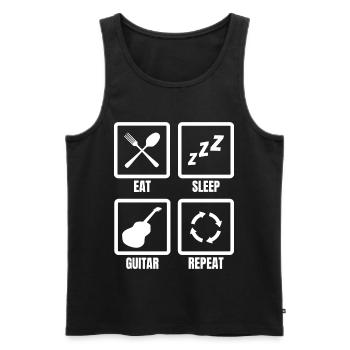 Manger Dormir Guitare Répéter - Débardeur bio Premium Homme - noir - Devant - Michal (187cm)