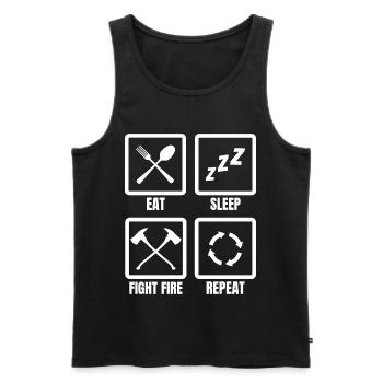Eat Sleep Fight Fire Repeat - Men's Premium Organic Tank Top - black - Front - Michal (187cm)
