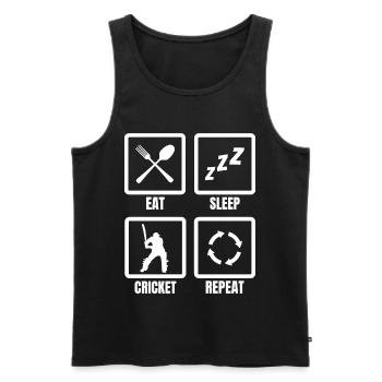 Eat Sleep Cricket Repeat - Männer Premium Bio Tank Top - Schwarz - Vorne - AI Model Male 178 light (178cm)