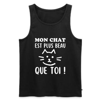 Mon Chat mignon est plus beau que toi - Débardeur bio Premium Homme - noir - Devant - Michal (187cm)