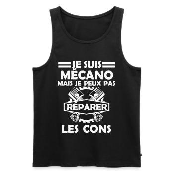 mécanicien mais je ne peux pas réparer les cons 2 - Débardeur bio Premium Homme - noir - Devant - Michal (187cm)