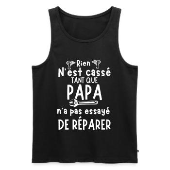 Humour Papa Répare - Débardeur bio Premium Homme - noir - Devant - Michal (187cm)