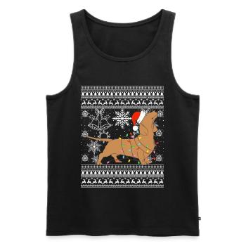 Dachshund in Christmas mode - Men's Premium Organic Tank Top - black - Front - AI Model Male 178 light (178cm)