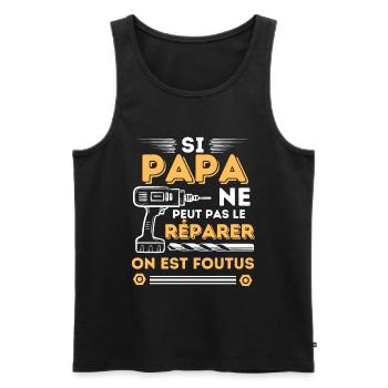 Papa meilleur réparateur bricoleur - Débardeur bio Premium Homme - noir - Devant - Michal (187cm)