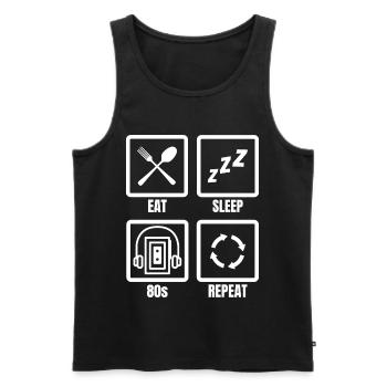 Eat Sleep 80s Repeat - Men's Premium Organic Tank Top - black - Front - AI Model Male 178 light (178cm)