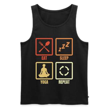 Manger dormir Yoga Répéter - Débardeur bio Premium Homme - noir - Devant - Michal (187cm)