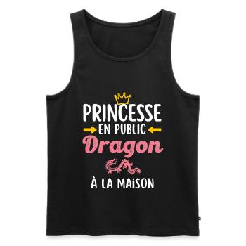 Princesse en public et dragon  à la maison - Débardeur bio Premium Homme - noir - Devant - Michal (187cm)