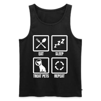 Manger Dormir Traiter les animaux de compagnie Répéter - Débardeur bio Premium Homme - noir - Devant - Michal (187cm)