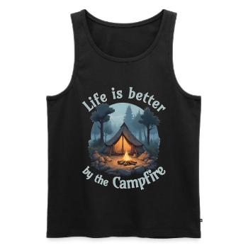 La vie est meilleure près du feu de camp - Débardeur bio Premium Homme - noir - Devant - Michal (187cm)