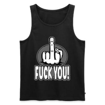 Middle Finger Stinky Finger Fuck You Design - Men's Premium Organic Tank Top - black - Front - AI Model Male 178 light (178cm)