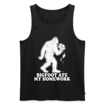 Bigfoot a mangé mes devoirs : École de mèmes - Débardeur bio Premium Homme - noir - Devant - Michal (187cm)