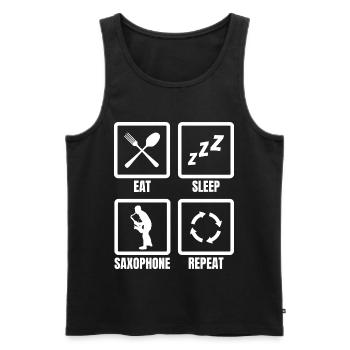 Saxophone Manger Sommeil Répéter - Débardeur bio Premium Homme - noir - Devant - Michal (187cm)