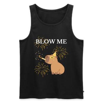 Souffle-moi du capibara et des feux d’artifice - Débardeur bio Premium Homme - noir - Devant - Michal (187cm)
