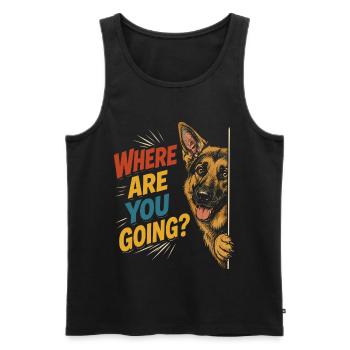 Curious dog, funny look - Men's Premium Organic Tank Top - black - Front - Michal (187cm)