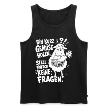 Verwirrtes Schaf trägt den Einkaufskorb - Männer Premium Bio Tank Top - Schwarz - Vorne - Michal (187cm)