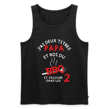 Papa et Moi BBQ 2: J'assure au Grill - Débardeur bio Premium Homme - noir - Devant - Michal (187cm)