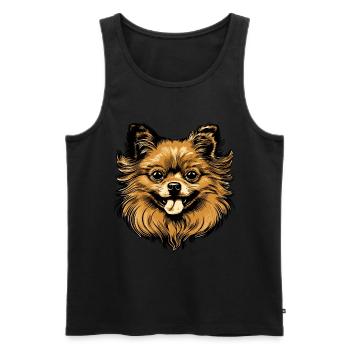 Pomeranian Dog Head Animal - Men's Premium Organic Tank Top - black - Front - Michal (187cm)
