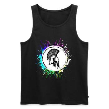 Spartaner Helm Krieger - Männer Premium Bio Tank Top - Schwarz - Vorne - Michal (187cm)
