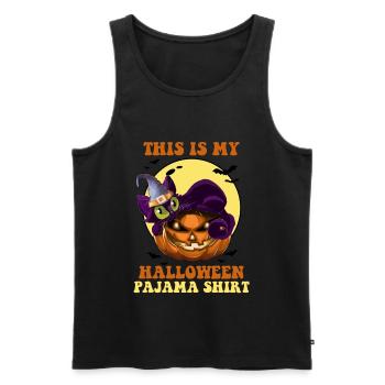C’est ma chemise de pyjama d’Halloween Funny Pumpkin - Débardeur bio Premium Homme - noir - Devant - Michal (187cm)