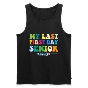 Mon dernier premier jour de classe senior de 2023 - Débardeur bio Premium Homme - noir - Devant - AI Model Male 178 light (178cm)