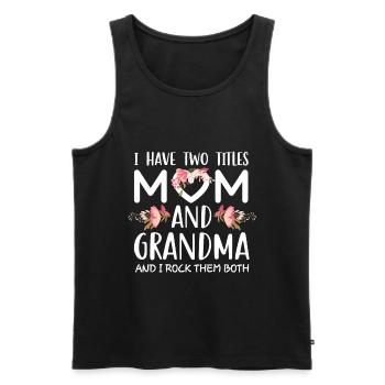 J’ai deux titres Maman et Grand-mère Fleurs Mère - Débardeur bio Premium Homme - noir - Devant - AI Model Male 178 light (178cm)