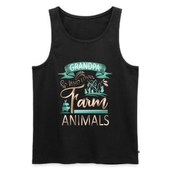 Grand-père qui aime les animaux de la ferme Cow Pig Goat Lover - Débardeur bio Premium Homme - noir - Devant - AI Model Male 178 light (178cm)