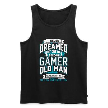 Je n’ai jamais rêvé qu’un jour je deviendrais un joueur - Débardeur bio Premium Homme - noir - Devant - AI Model Male 178 light (178cm)