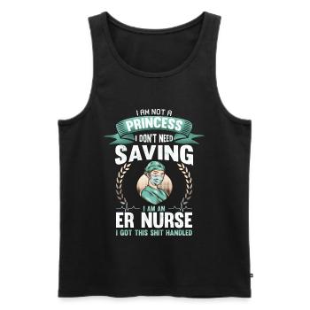 Funny ER Nurse I'm Not A princess Nurse Sarcasm - Men's Premium Organic Tank Top - black - Front - Michal (187cm)
